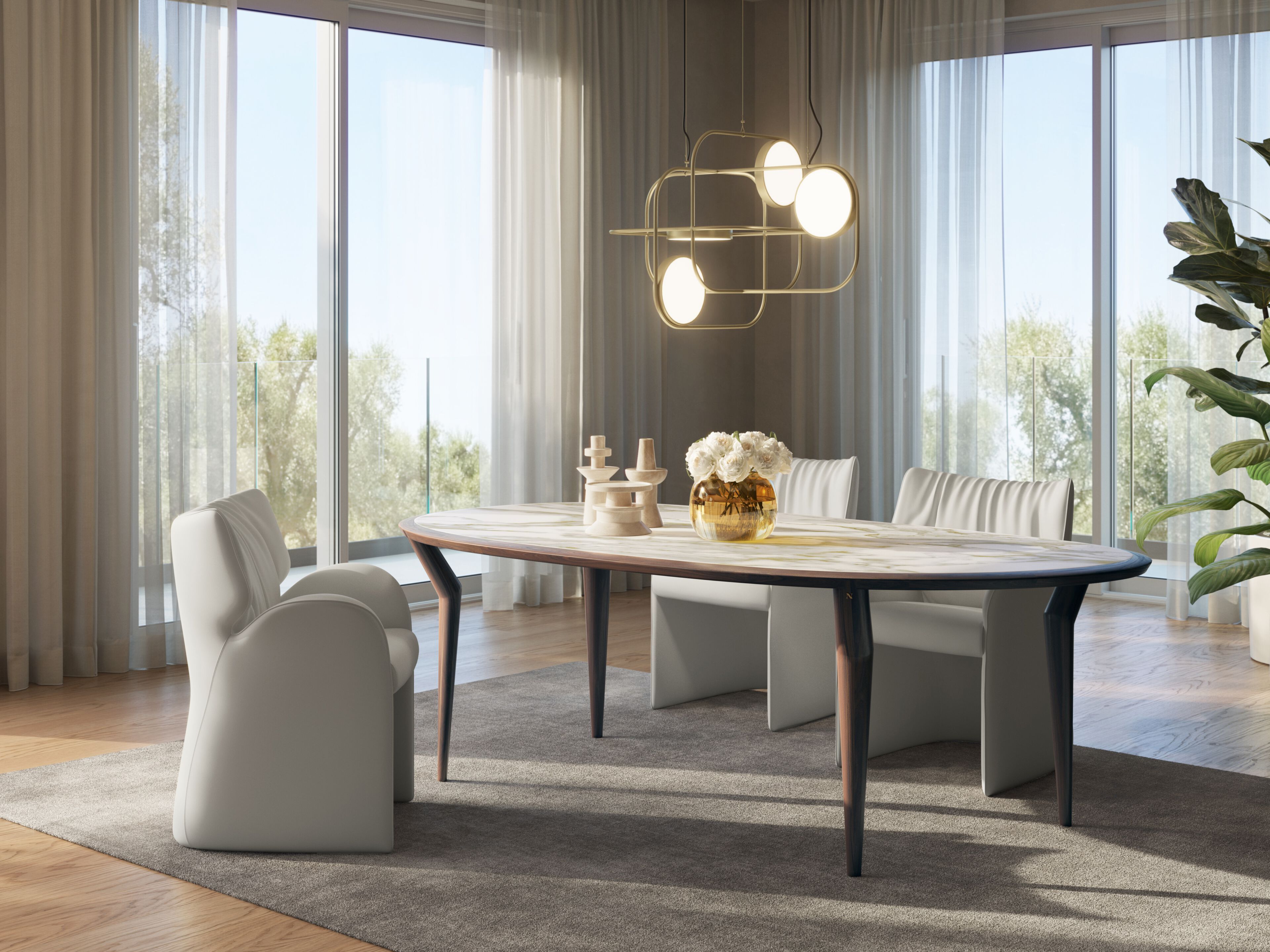 Овальный стол из грецкого ореха Natuzzi Italia пышная ARCH-00121034 - Вид №1