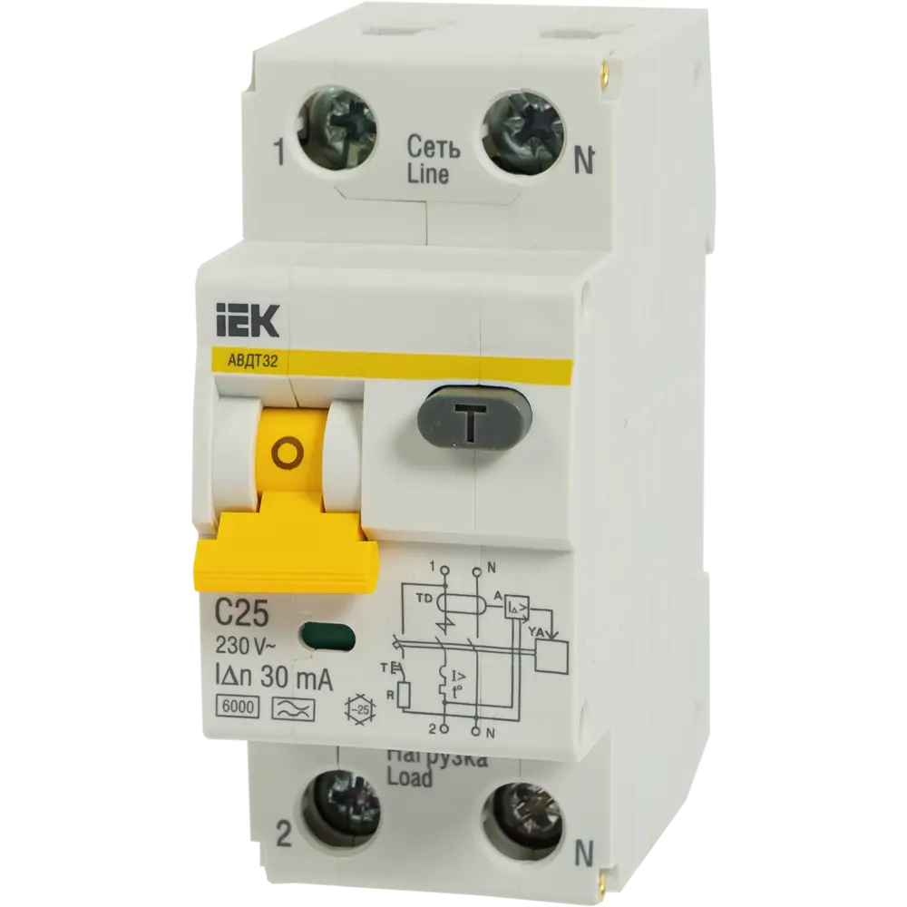 Выключатель автоматический IEK АВДТ 32 C25, 2 полюса, 25 А STLM-2133426