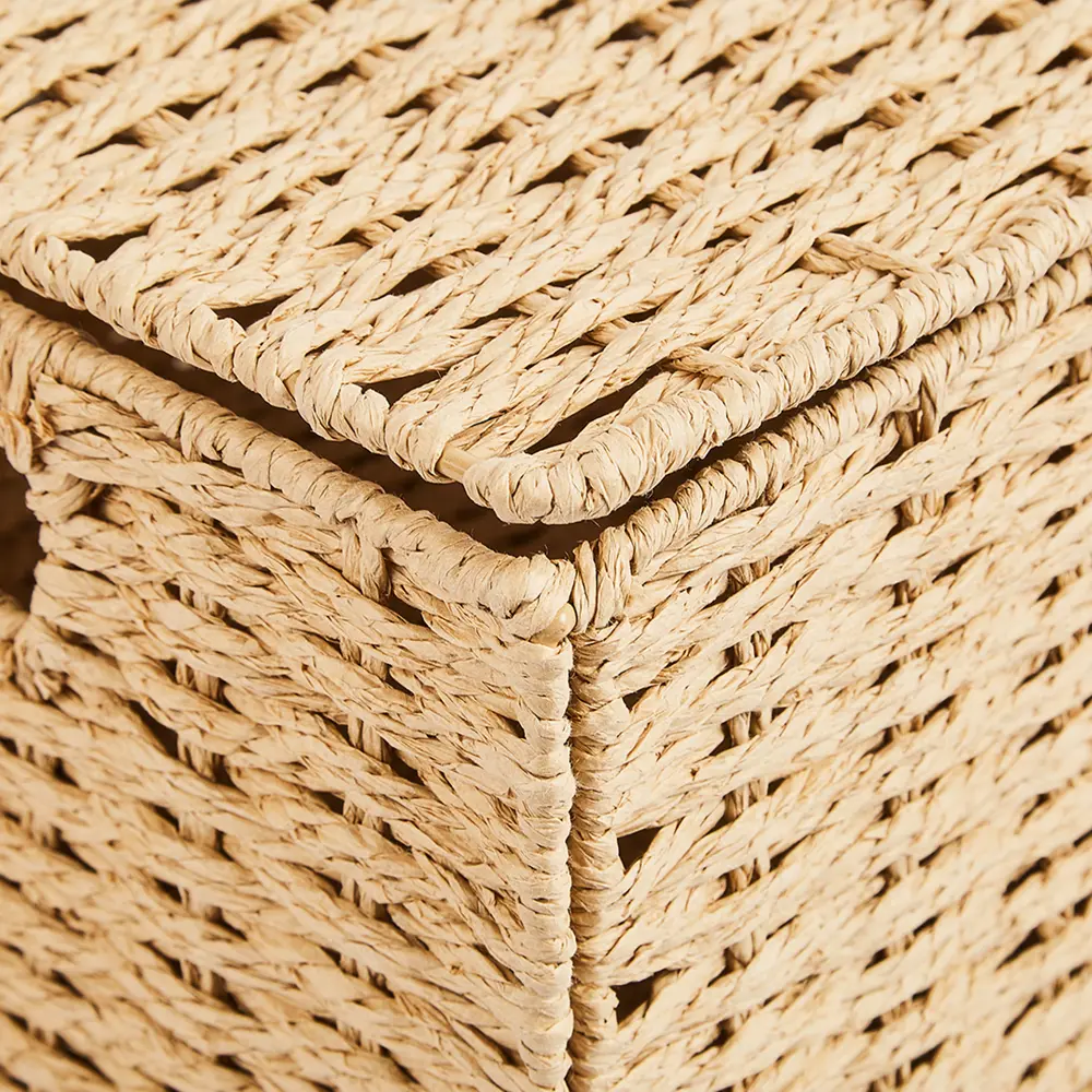 Корзина с крышкой для хранения 38x18x28 см бумага цвет бежевый SPACEO Kub STLM-2088075 - Вид №4