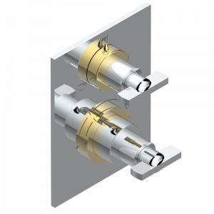 U2A-5500BE Ручка регулировки и маховик 2-канального переключателя для термостатического смесителя арт. 5500AE Thg-paris Le 11 Хром/золото