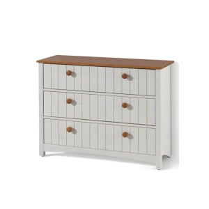 91227445 Комод Dipriz Паула 3 ящика 80x30x62.5 см дерево цвет белый/красно-коричневый STLM-1442218