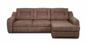 Угловой диван с ящиком для белья коричневый "Ройс" PUSHE  00-3973659 Коричневый