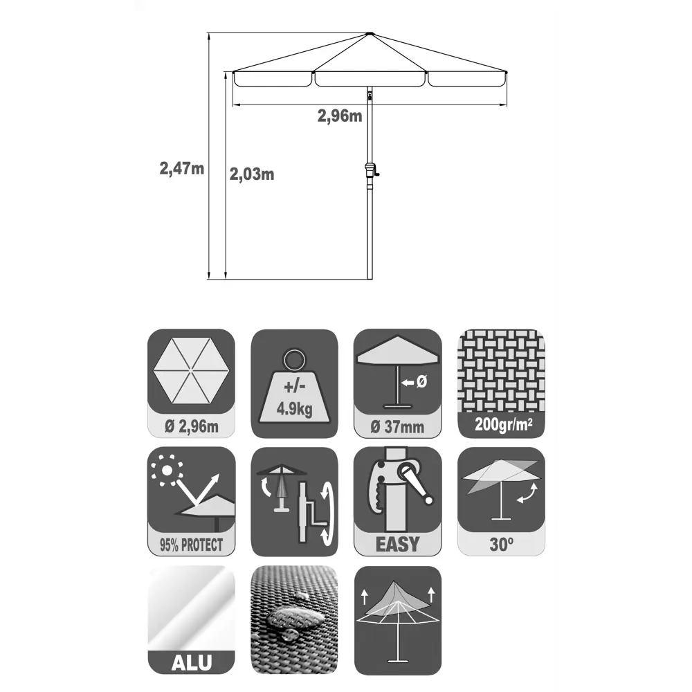 Зонт BEGINIA Avea 300 см бежевый STLM-2200154 - Вид №8