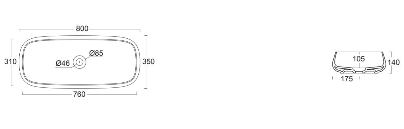 Керамическая прямоугольная раковина Alice Ceramica NUR ARCH-00120680 - Вид №15
