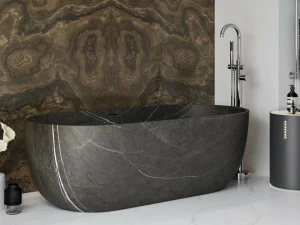 RILUXA Отдельностоящая овальная ванна из мрамора серый ара  Bafs-gamaga-zuri/170