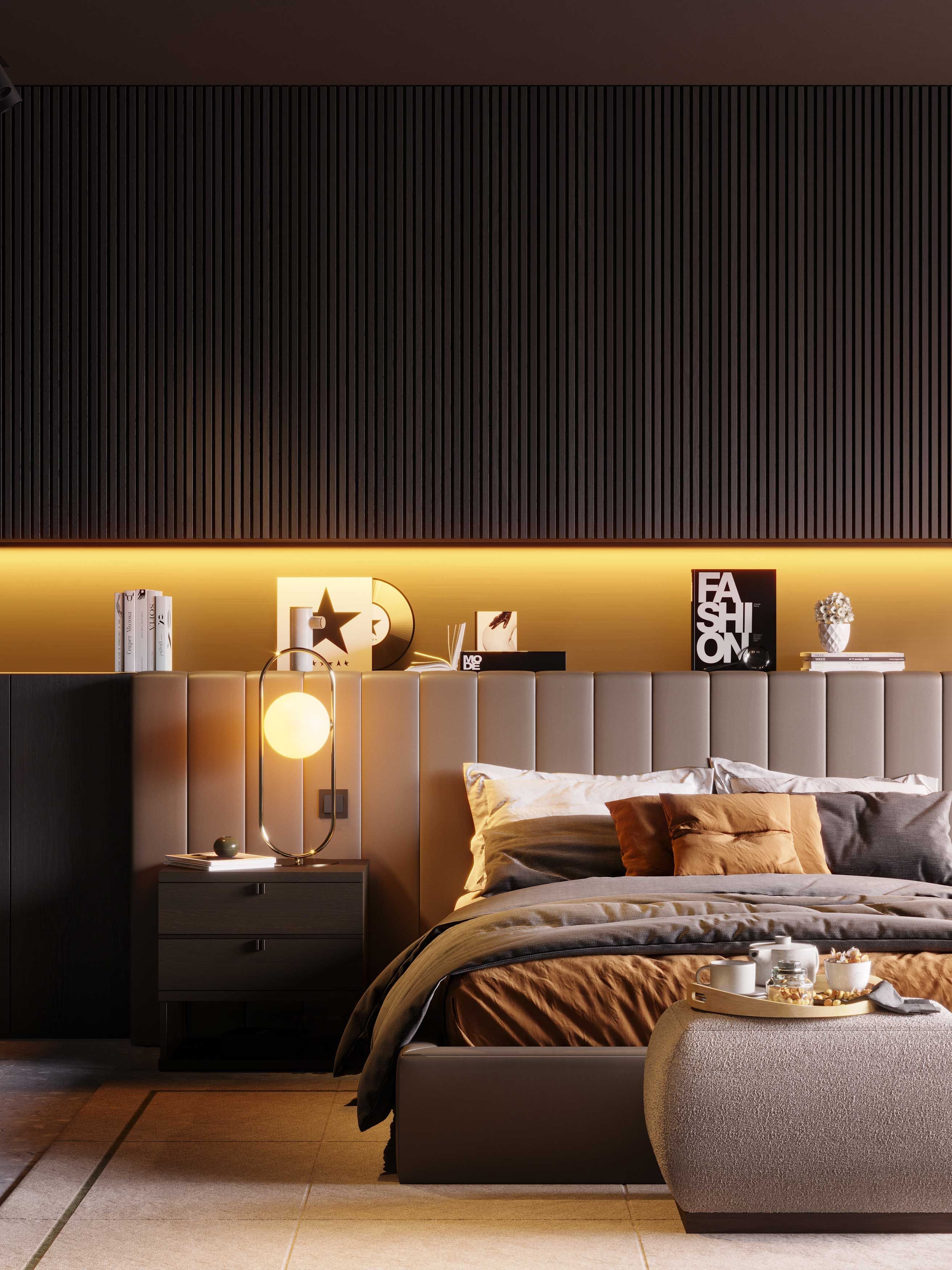 Двуспальная кровать из искусственной кожи с мягким изголовьем Stylish Club Милан ARCH-00078798 - Вид №6