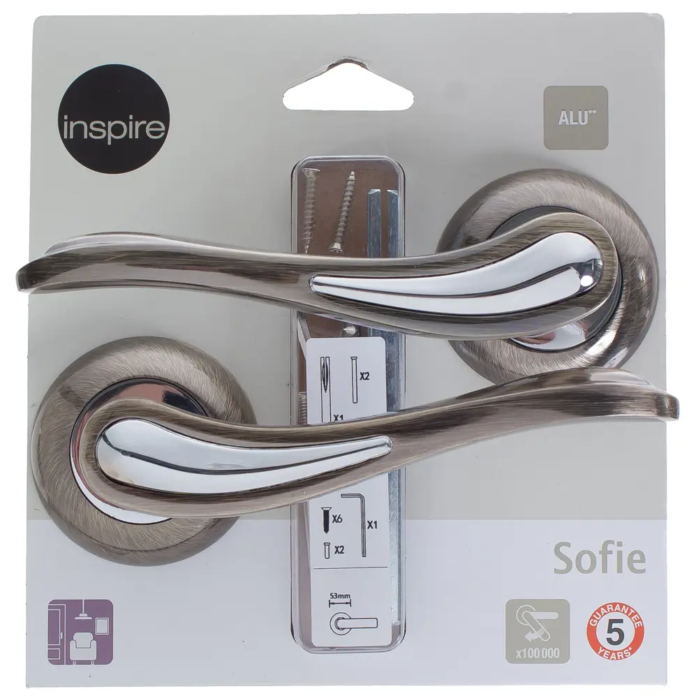 Дверная ручка Inspire «Sofie», без запирания, комплект, цвет бронза STLM-2011311 - Вид №3