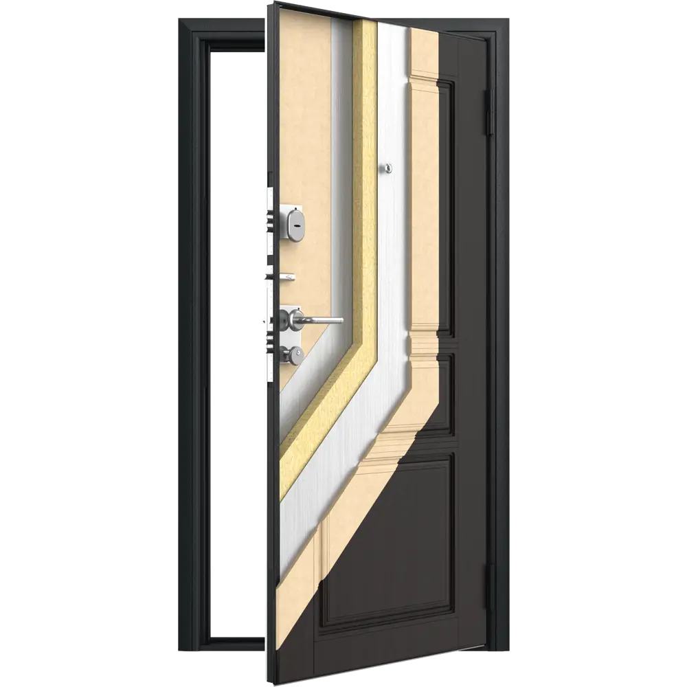 Дверь входная металлическая Премиум New 98x205 см правая венге с зеркалом DOORHAN STLM-2113550 - Вид №2