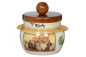Банка керамическая для чая с деревянной крышкой 0,5 л бежевая "Натюрморт" LCS  00-3973472 Бежевый