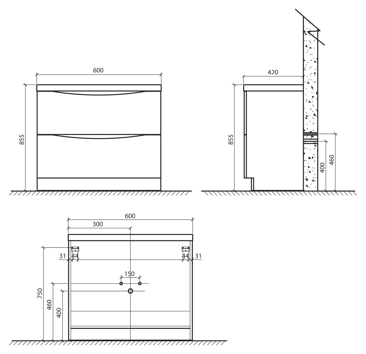 Мебель для ванной BelBagno ANCONA-N-600-2C-PIA-BL  - Вид №2