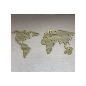 Панно настенное металлическое "Геометрическая Карта Мира" 120х65см золотистый BUANART