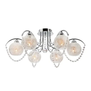 Люстра Сиена 6xE14х60 Вт, металл/стекло, цвет хром/белый