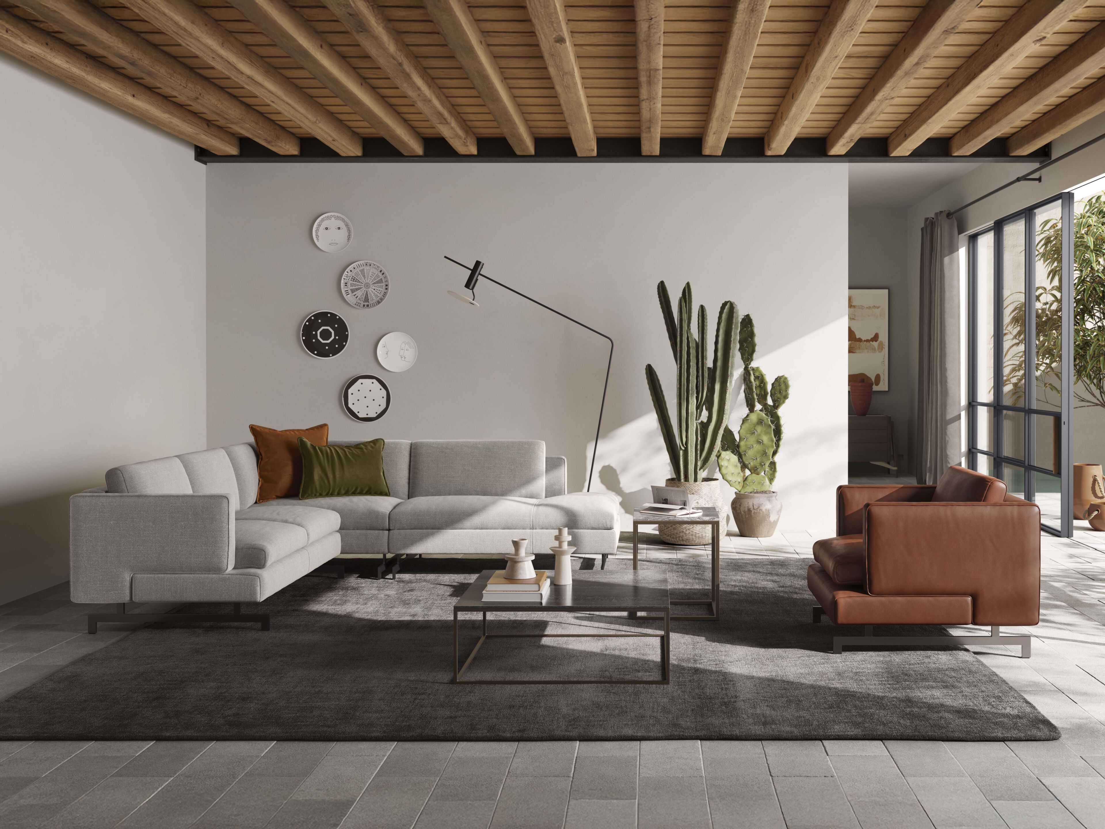 Модульный тканевый диван с полуостровом Natuzzi Italia Джереми ARCH-00010471 - Вид №1