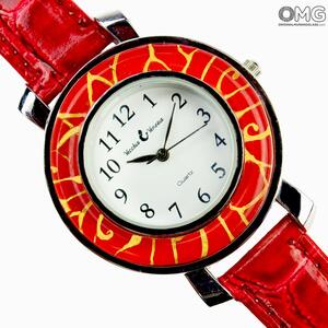 2925 ORIGINALMURANOGLASS Наручные часы унисекс - красные - Original Murano Glass OMG 23 см