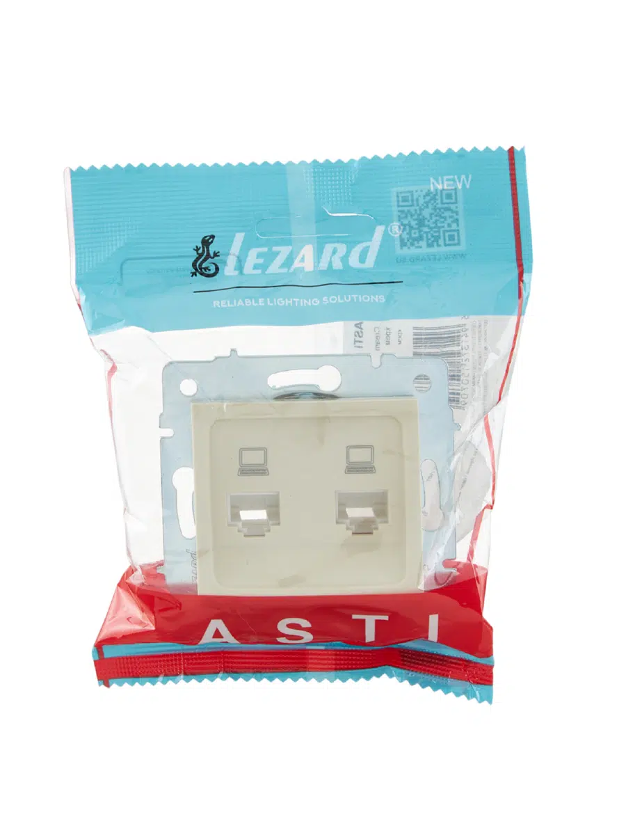 ASTI Розетка компьютерная двойная крем механизм LEZARD 7081-0388-141 - Вид №3