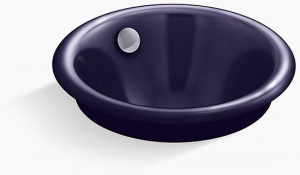 KOHLER Круглая встраиваемая раковина для ванной комнаты Iron Plains с краской в ​​синий цвет индиго. K-20211-BL-DGB