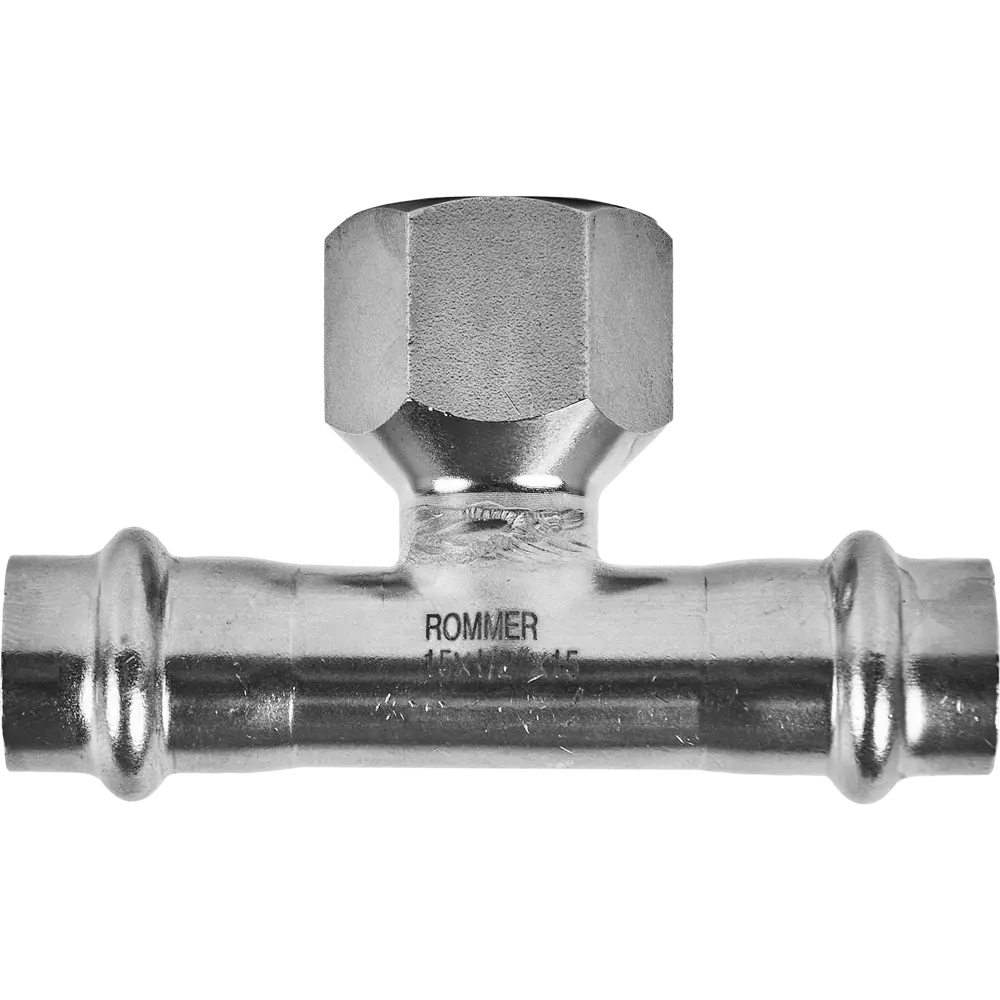 Тройник переходной Rommer 1/2"x15 мм ВПр-ВР нержавеющая сталь 88011348 STLM-2027603  - Вид №2