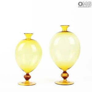 790 ORIGINALMURANOGLASS Ваза-сосуд желтая Веронезе - муранское стекло OMG 9 см