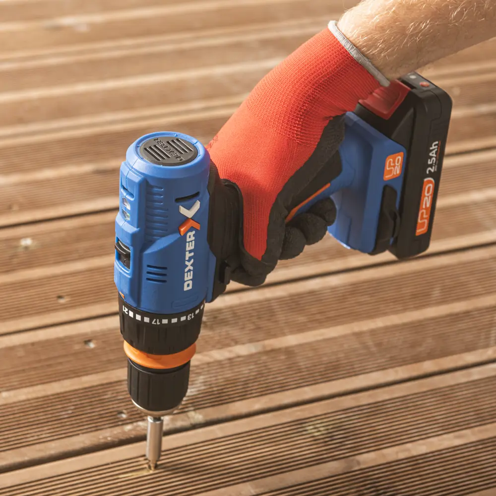 Дрель аккумуляторная Dexter 20VSD2-35RCA.1A, 20 В Li-Ion 2.5 Ач STLM-2050147 - Вид №10