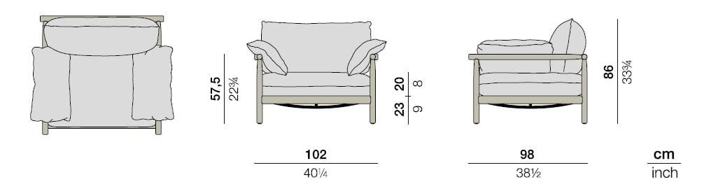 Садовое кресло из тикового дерева и ткани с подлокотниками DEDON TIBBO ARCH-00090712 - Вид №5