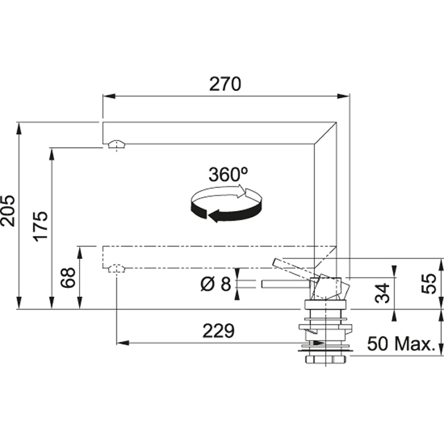 Смеситель кухонный  Franke Active Window Поворотный излив Хром sun-id-1698952 - Вид №1