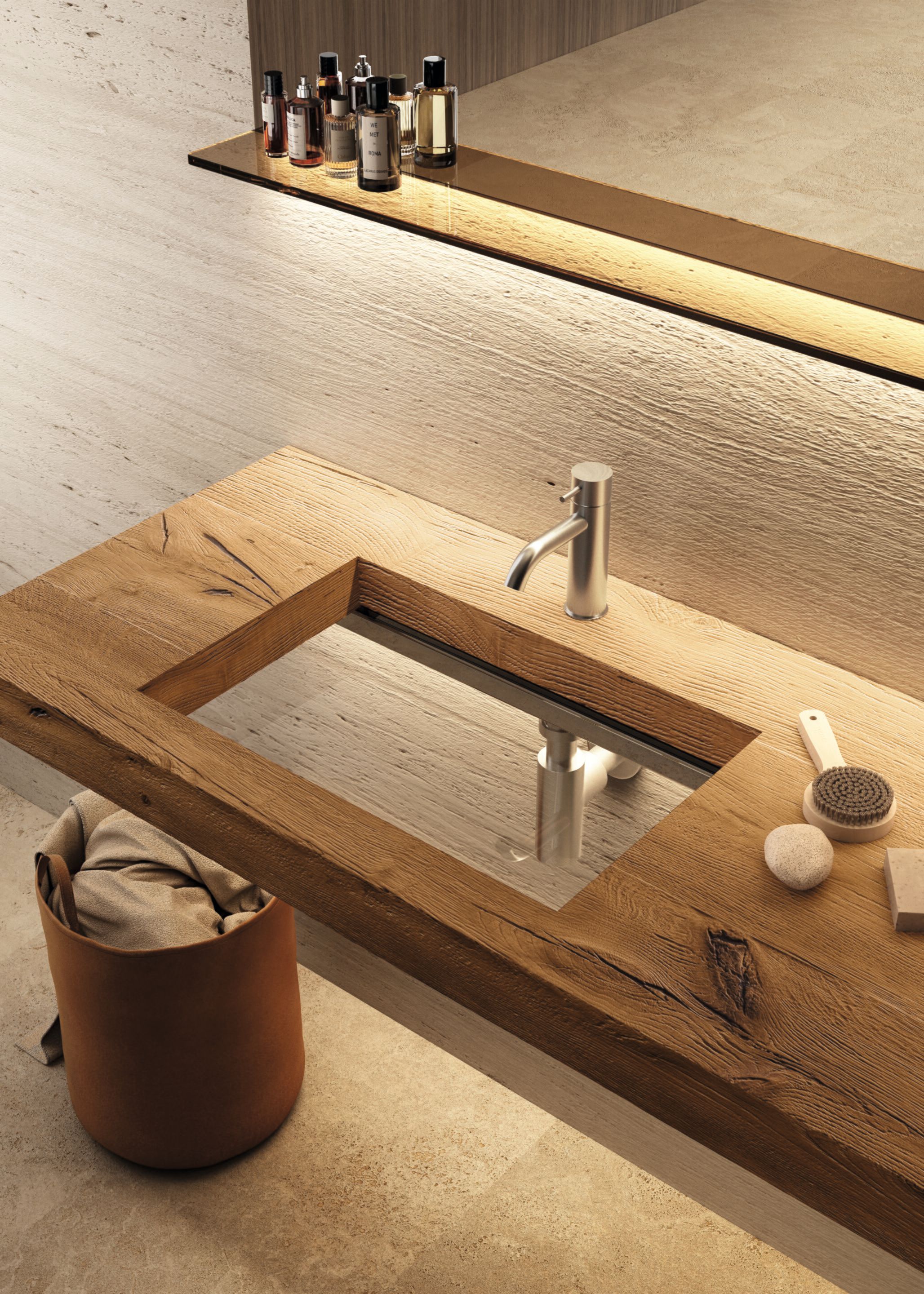 Подвесной умывальник из дерева и стекла с столешницей Lago DEPTH ARCH-00150267 - Вид №4
