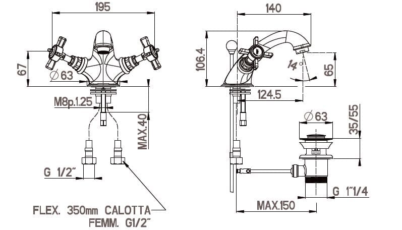 Смеситель для раковины с одним отверстием Gaia Mobili Complements ARCH-00067110 - Вид №2