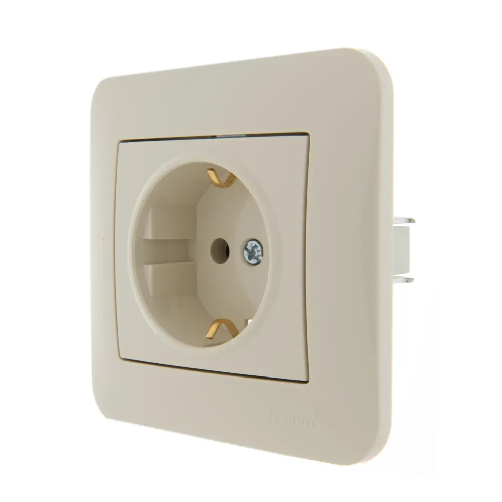 Розетка Lezard Karina с заземлением цвет кремовый STLM-2039675 - Вид №2