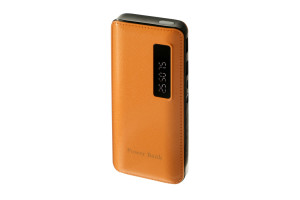 16389668 Внешний аккумулятор 7500 мАч, 2 USB, 1 А, дисплей, фонарик, коричневый 4311117 LUAZON