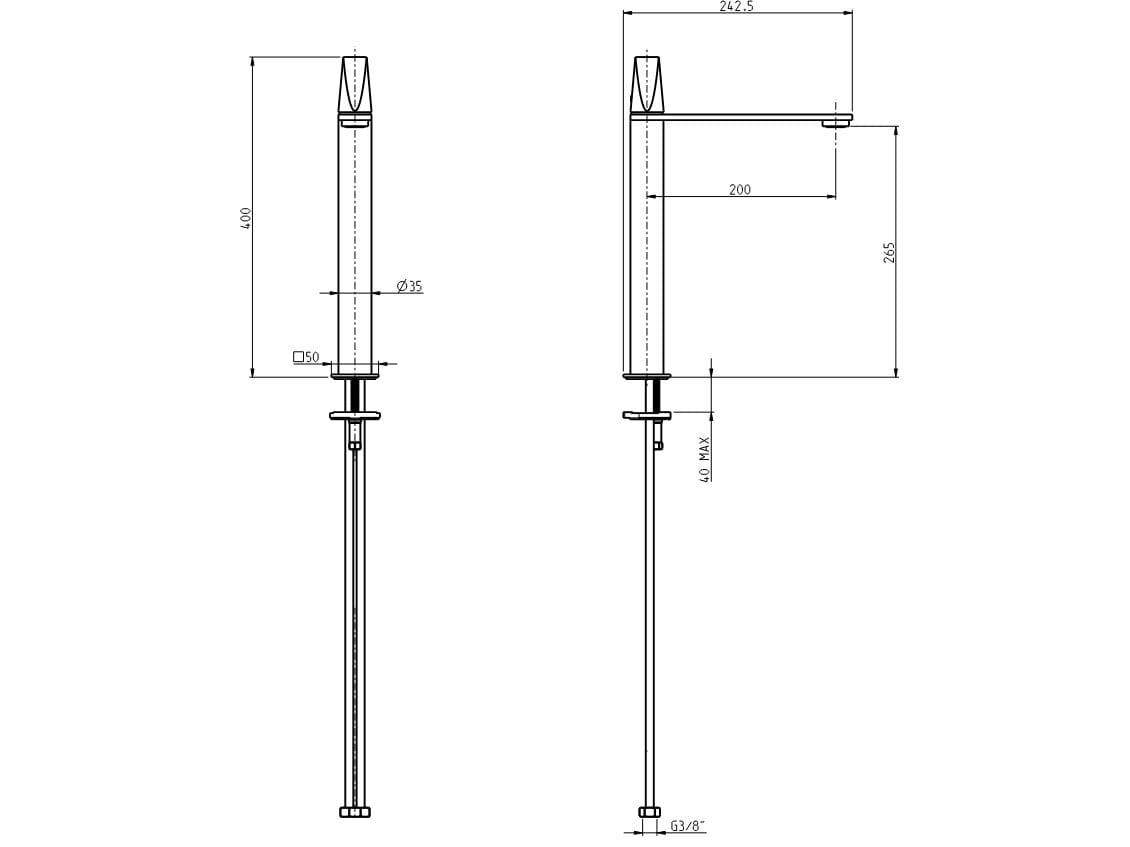 Однорычажный смеситель для раковины из нержавеющей стали Rubinetterie Frattini Aline ARCH-00122665 - Вид №2
