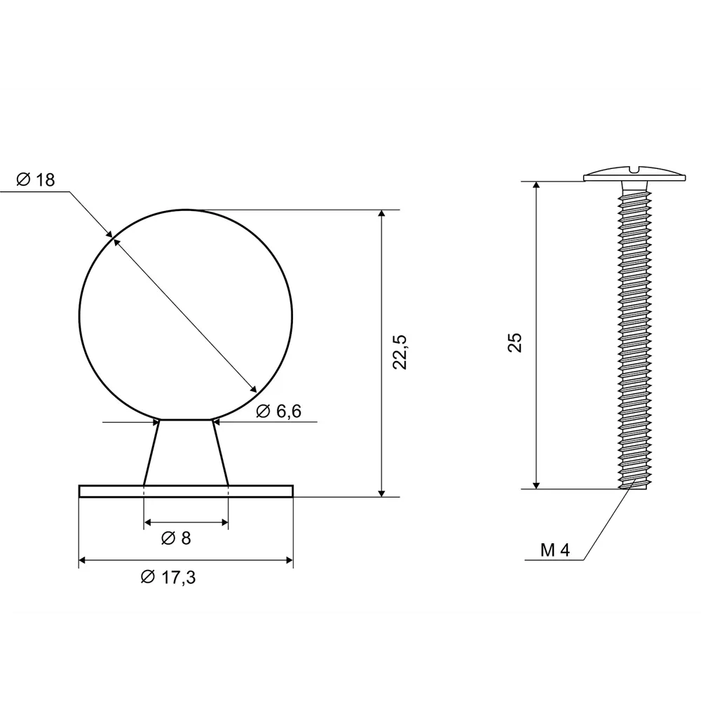 Мебельная ручка-кнопка B8354S.PC, цвет хром PALLADIUM STLM-2204942 - Вид №3
