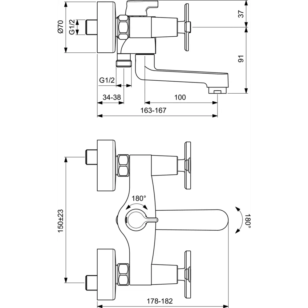 Смеситель для ванны Vidima Art двухвентильный с душем цвет хром STLM-2152344 - Вид №3