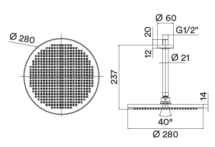Потолочная насадка для душа с дождевой насадкой Bossini Apice ARCH-00114137 - Вид №3