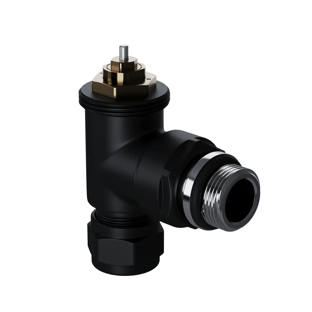 Термостатический комплект для радиатора угловой Royal Thermo Design Pro 1/2" латунь цвет черный STLM-2102943 - Вид №2
