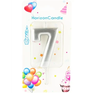 Свеча Horizon Candles для торта Цифра 7 металлик