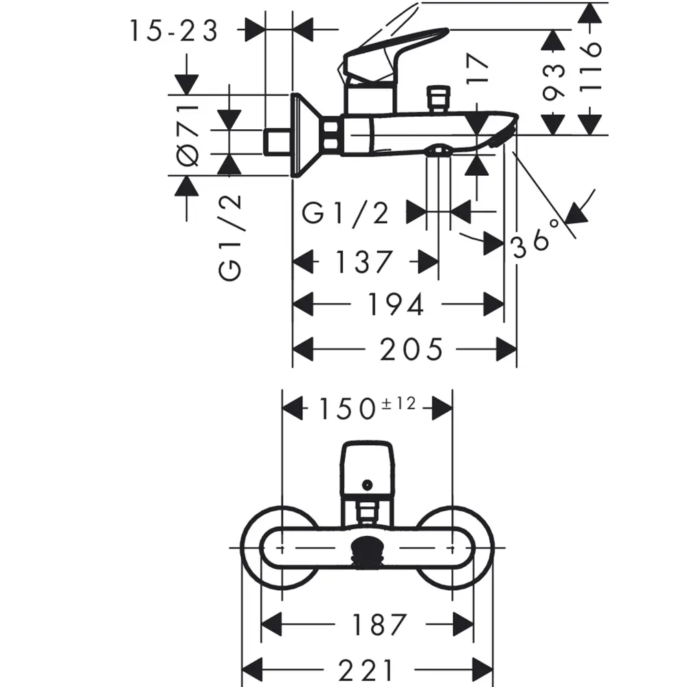 Смеситель для ванны Hansgrohe Logis однорычажный цвет хром STLM-2044289 - Вид №5