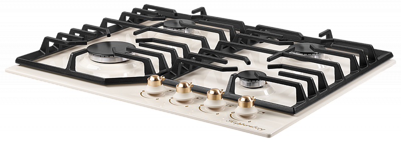 FS 601 C Bronze Газ, классический стиль, ширина 60 см, 4 конфорки, электроподжиг,газ-контроль конфорок, чугунные решетки, цвет фурнитуры: бронза, цвет: бежевый. Kuppersberg Santreyd  - Вид №1