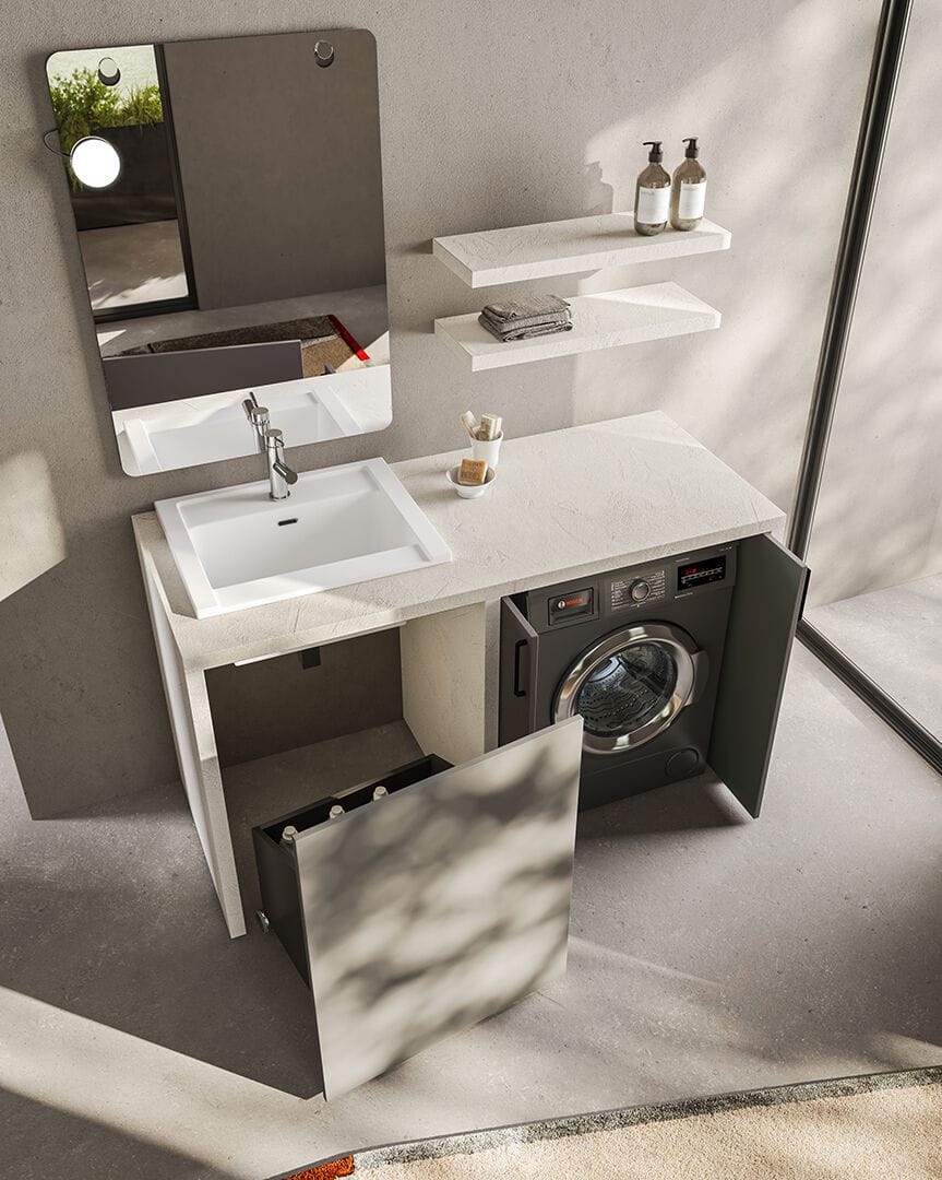 Шкаф для белья с распашными дверцами для стиральной машины BMT Kosmo ARCH-00015012