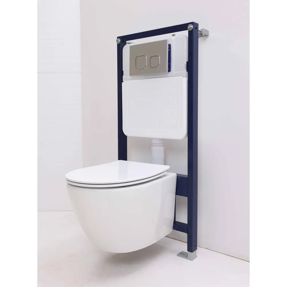 Комплект инсталляция Grant с унитазом Aura Торнадо безободковый с микролифтом клавиша цвет хром Santreyd STLM-2139018 - Вид №9