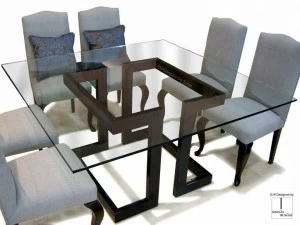 Gonzalo De Salas Квадратный обеденный стол из железа и стекла Lisa
