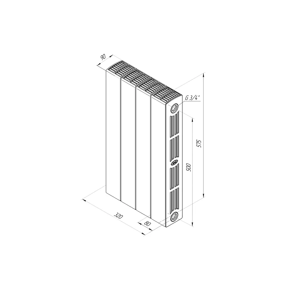 Радиатор секционный Rifar Supremo S50004RAL1015 500/90 4 секции боковое подключение биметалл бежевый 82560843 STLM-2068724 - Вид №6