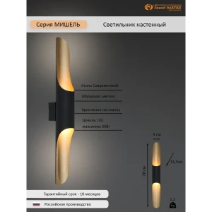 Настенный светильник Завод Элетех Мишель 1005405315 цвет черный