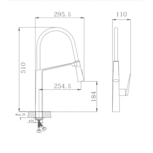 92055629 Смеситель для кухни Kevon KV44223-7 с режимом душ гибкий излив 18.4 см цвет черный STLM-1350116