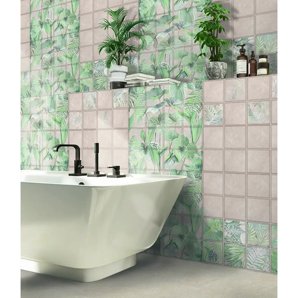 Декор настенный Kerlife Maiolica Collage Crema 31.5x63 см сатинированный цвет зеленый 84735827 STLM-2089598 - Вид №1
