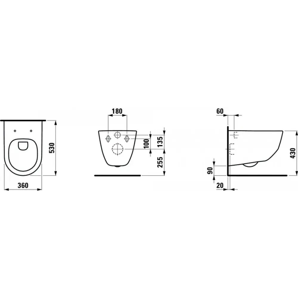Комплект инсталляция и унитаз Laufen Pro безободковый с микролифтом клавиша цвет белый Pro Laufen STLM-2092529 - Вид №6