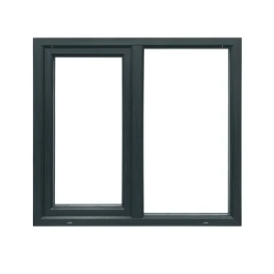 Пластиковое окно ПВХ VEKA двустворчатое 130x120 мм (ВxШ) однокамерный стеклопакет цвет белый/серый антрацит