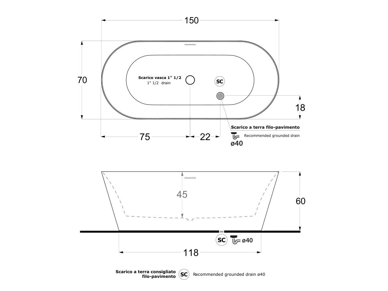 Акриловая овальная центральная ванна Gruppo Treesse мебель для ванной комнаты-отдельно стоящие ванны ARCH-00033432 - Вид №5