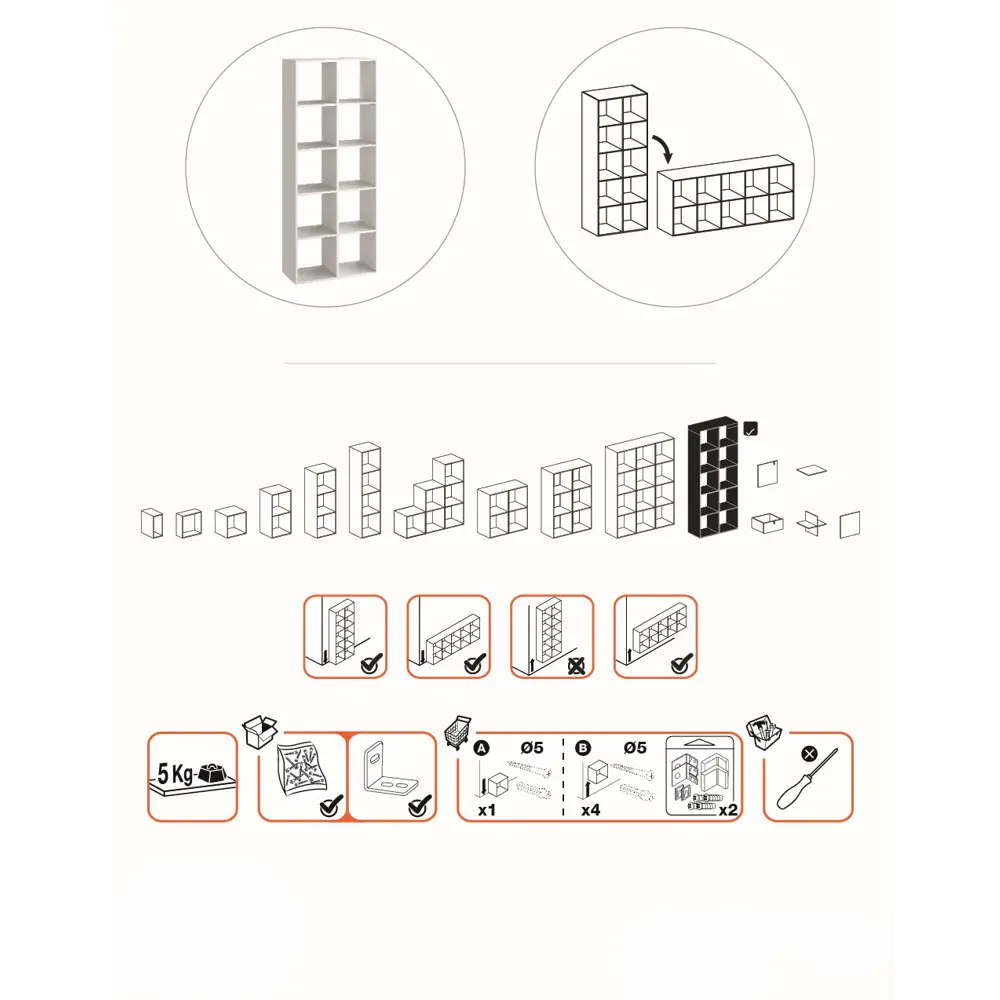 Стеллаж KONSENSA Руан 10 секций 70x173x31.7 см ЛДСП цвет белый STLM-2094368 - Вид №15