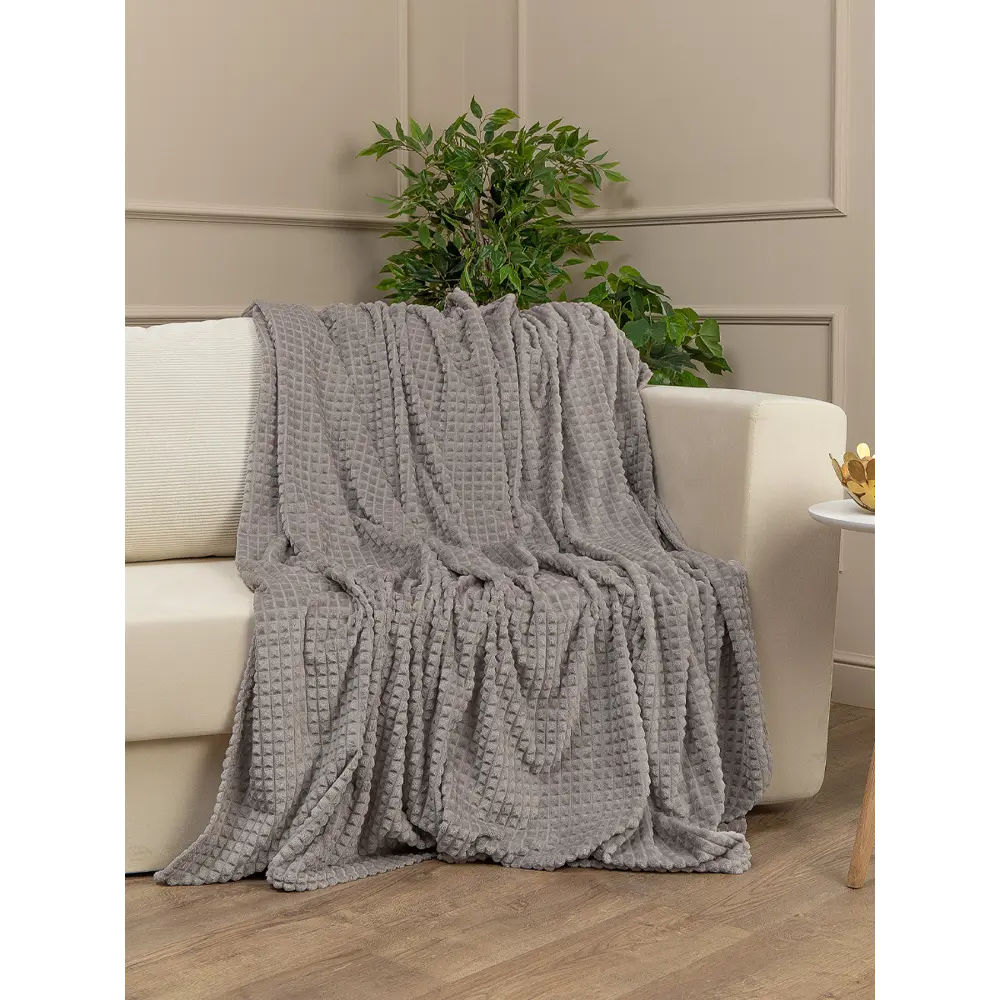Плед Кубики 200x220 см фланель цвет светло-коричневый TEXREPUBLIC STLM-2136613 - Вид №4