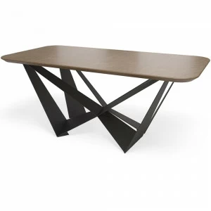 Обеденный стол прямоугольный с металлическим основанием темно-коричневый 180 см Butterfly S MILLWOOD RAW 134455 Коричневый